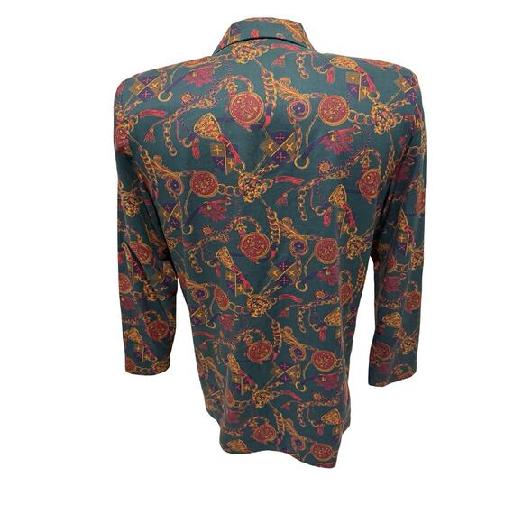 Vintage 80s The Passing Parade Blazer M USA Baroque Chain Medallion Print - Picture 5 of 7
